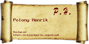 Polony Henrik névjegykártya